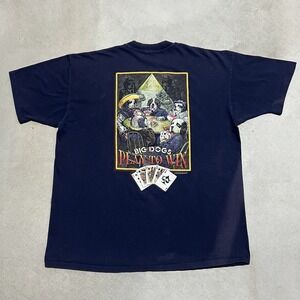 XL VTG 1996 Big Dogs T-Shirt Mens Gambling Poker Big Dogs Play to Win RARE